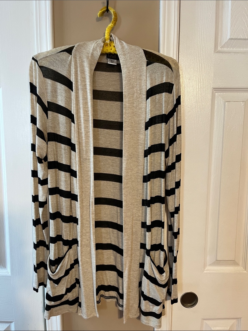 Cream and black stripe cardigan